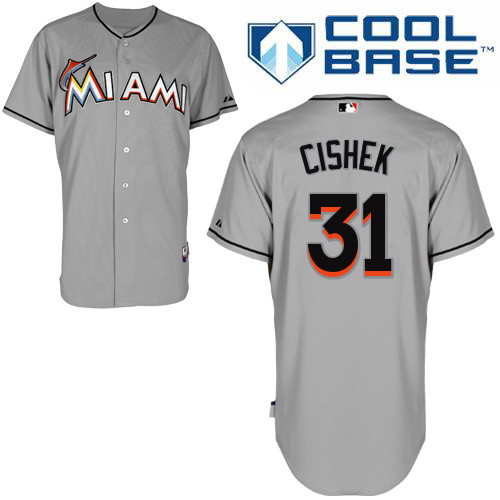 Steve Cishek #31 mlb Jersey-Miami Marlins Women's Authentic Road Gray Cool Base Baseball Jersey